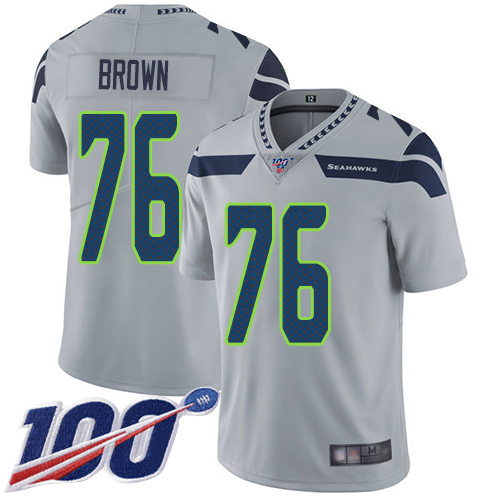 Seattle Seahawks Limited Grey Men Duane Brown Alternate Jersey NFL Football #76 100th Season Vapor Untouchable->youth nfl jersey->Youth Jersey